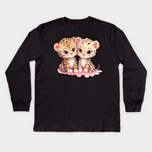 Valentine Jaguar Couple Kids Long Sleeve T-Shirt